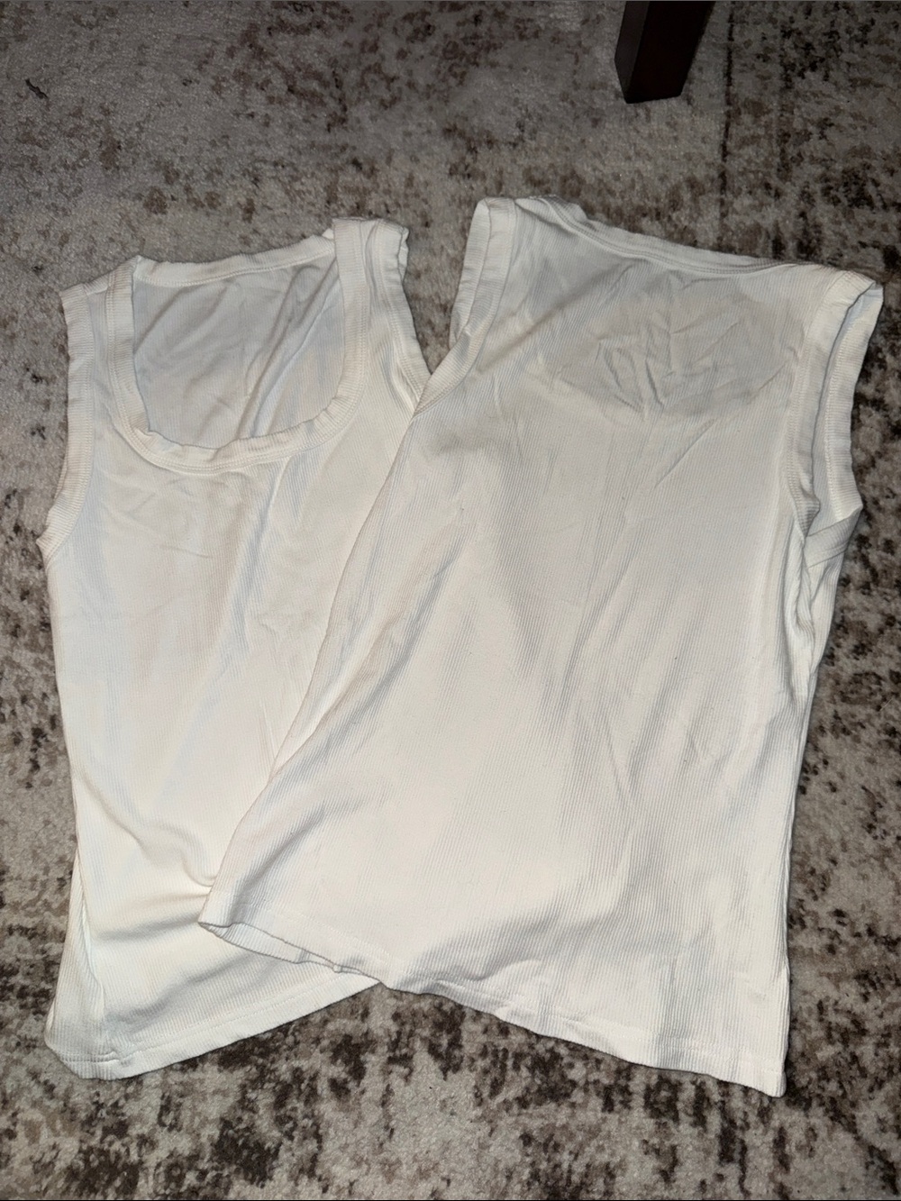 Amazon Women’s Cream Ribbed Tank Tops - Sleeveless Scoop Neck (Set of 2)